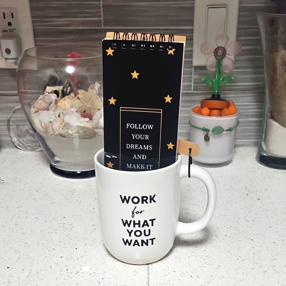 ✨️Work For What You Want 16oz Mug Follow Your Dreams And Make It Happen Notepad